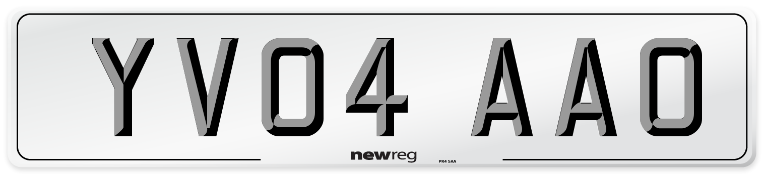 YV04 AAO Number Plate from New Reg
